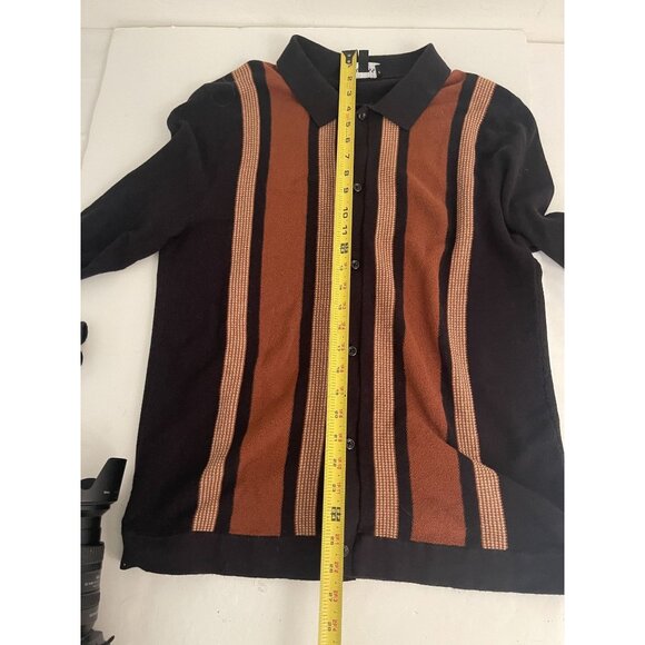 Express Men's Striped Button Down Cotton Sweater Old Money Preppy Grandpa MED - Picture 7 of 11